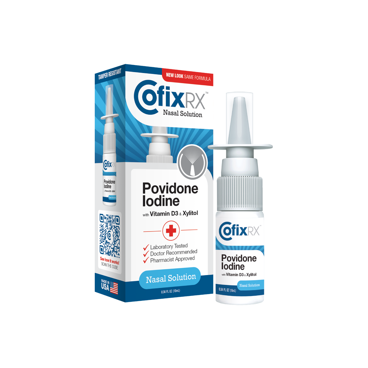 CofixRX™ is an antipathogen nasal spray containing povidone iodine.