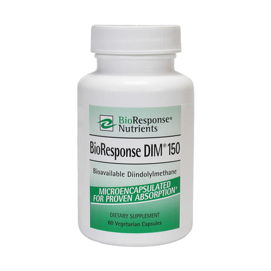 A bottle of BioResponse DIM supplements for longevity and health from OHP Health.