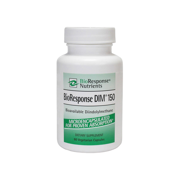 A bottle of BioResponse DIM supplements for longevity and health from OHP Health.