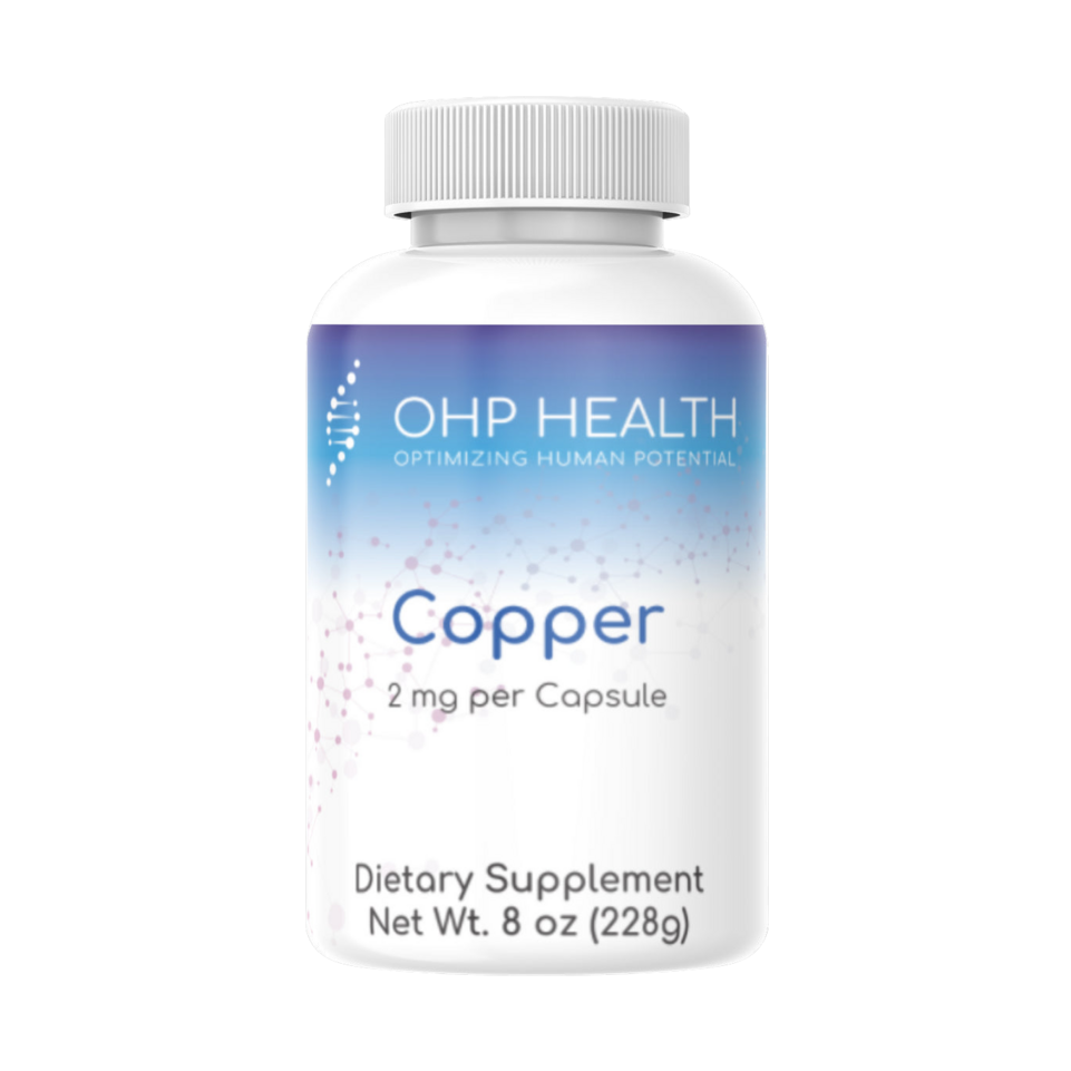 Copper (glycinate) capsules from OHP Health.