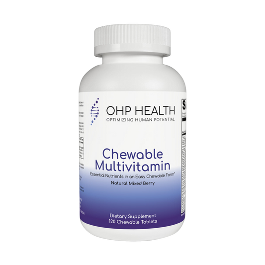 A bottle of Chewable Multivitamin | 120 count OHP Health.