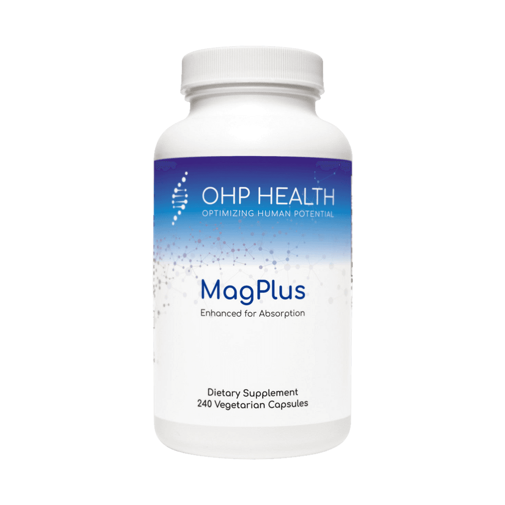 A bottle of OHP Health's MagPlus | 240 count.