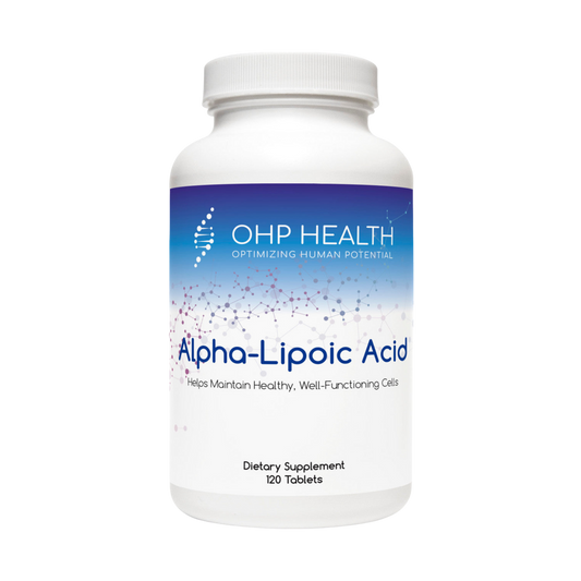 A bottle of Alpha-Lipoic Acid | 120 caps by OHP Health.