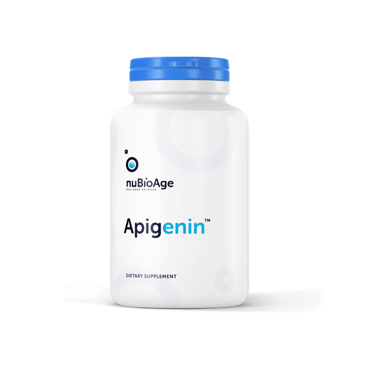 A bottle of Apigenin | 30 count by OHP Health by Longevity Labs Inc., a compound known for its effects on gut microbiota and CD38, placed on a clean white background.