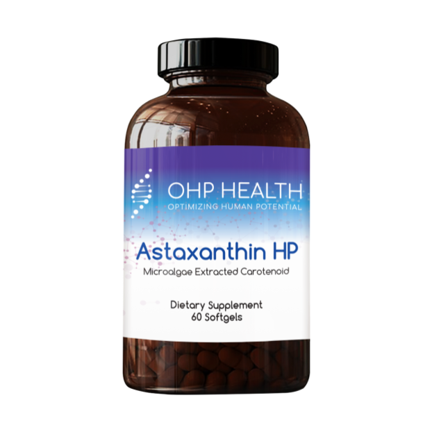 OHP Health Astaxanthin HP | 60 count is a dietary supplement with microalgae-extracted carotenoid in each softgel.