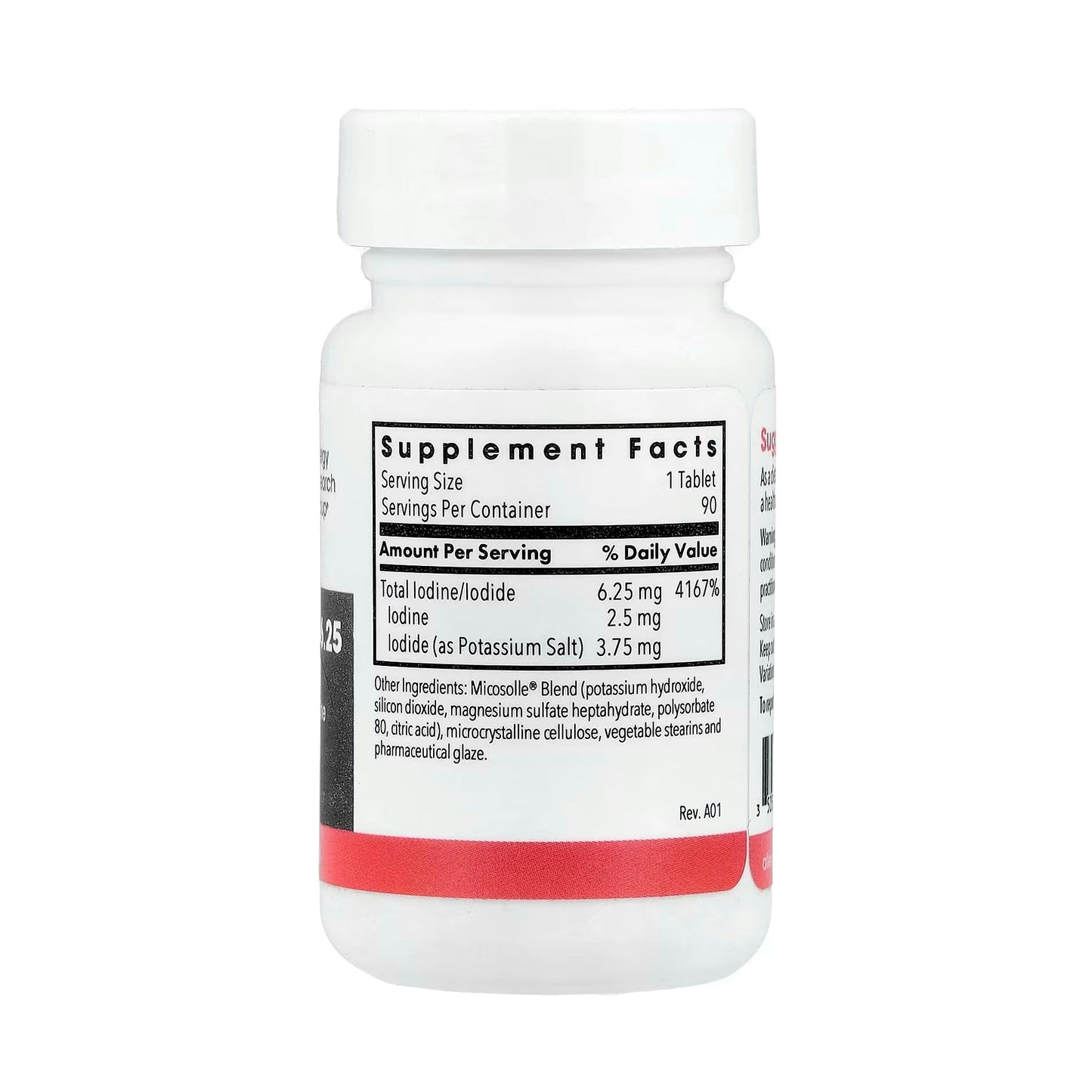 Allergy Research Group Iodoral 6.25 mg Iodine Supplement (90 ct) shown with Supplement Facts label, highlighting iodine per serving and ingredients—perfect for those seeking thyroid support or a trusted iodine source.