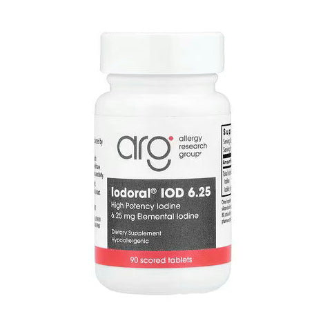 Allergy Research Group Iodoral 6.25 mg Iodine Supplement, 90 tablets: high potency iodine formula supporting thyroid health and metabolic balance.