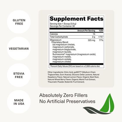 Magnesium Breakthrough Powder Raspberry Lemonade Supplement Facts