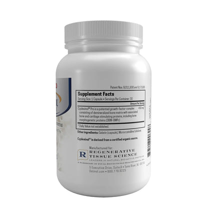 A white bottle labeled "Ostinol Advanced 450" by ZyCal Bioceuticals, featuring supplement facts and manufacturer information on the back, formulated to support bone and cartilage health. Contains 30 capsules.