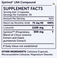 Supplement facts label for Nubio Age's Sytrinol LNA | 90 Caps. Supports metabolism and aids in managing dyslipidemia. Contains Niacin 75 mg NE, L-Leucine 1100 mg, and Sytrinol™ 300 mg. Other ingredients include cellulose and magnesium stearate.