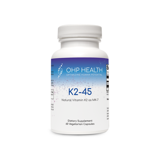 A bottle of OHP Health by Longevity Labs Inc.'s K2-45 | 60 capsules.