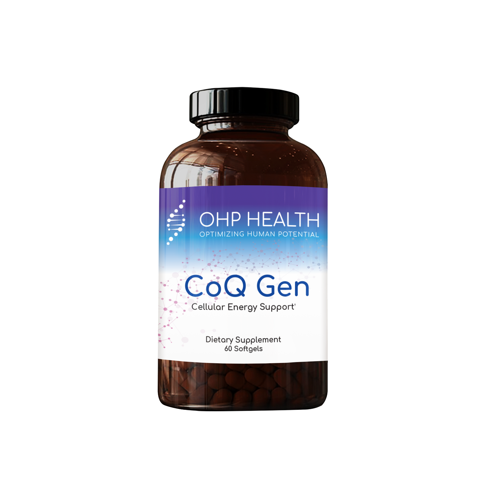 OHP Health CoQ Gen | 200mg, 60 count—dietary supplement softgels designed to support mitochondrial health and cellular energy.