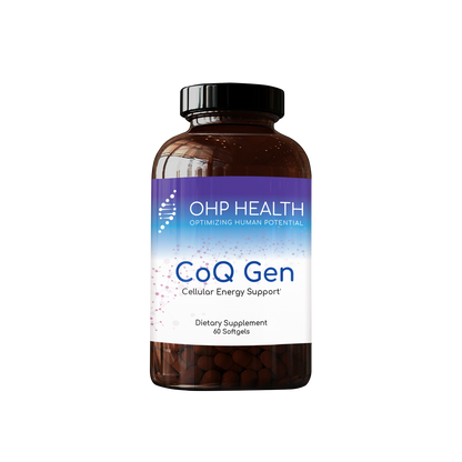 OHP Health CoQ Gen | 200mg, 60 count—dietary supplement softgels designed to support mitochondrial health and cellular energy.