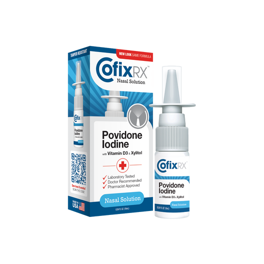 CofixRX™ is an antipathogen nasal spray containing povidone iodine.