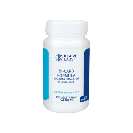 A bottle of Bicarb Formula with folic acid by Klaire Labs.