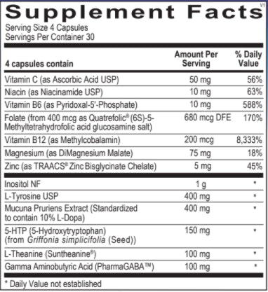 Neurotransmitters are the chemical messengers that regulate mood, memory, the sleep cycle and daily stress. Adequate neurotransmitter production depends on an adequate supply of amino acids, vitamins and minerals in the diet. High levels of stress, dietary deficiencies, genetics, medications and toxins all play a role in neurotransmitter depletion. Mood Manager provides the nutrients required to help optimize neurotransmitter production.

Mood Manager is formulated to support a positive mental outlook and a