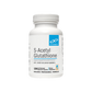 A bottle of S-Acetyl Glutathione, a dietary supplement consisting of 120 acid-resistant DRcaps™ vegetarian capsules from XYMOGEN®, is designed to support oxidative stress biomarkers.