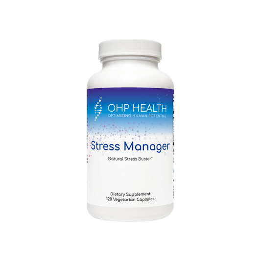 Stress Manager | 120 Caps by OHP Health, a longevity supplement.