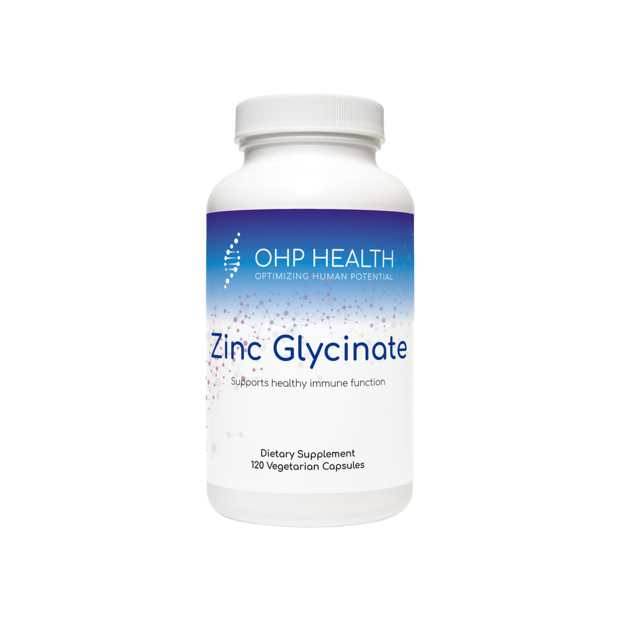A bottle of Zinc Glycinate | 120 ct, OHP Health.