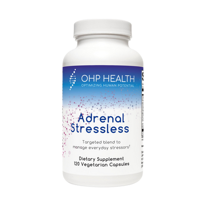 A bottle of Adrenal Stressless by OHP Health | 120 count.