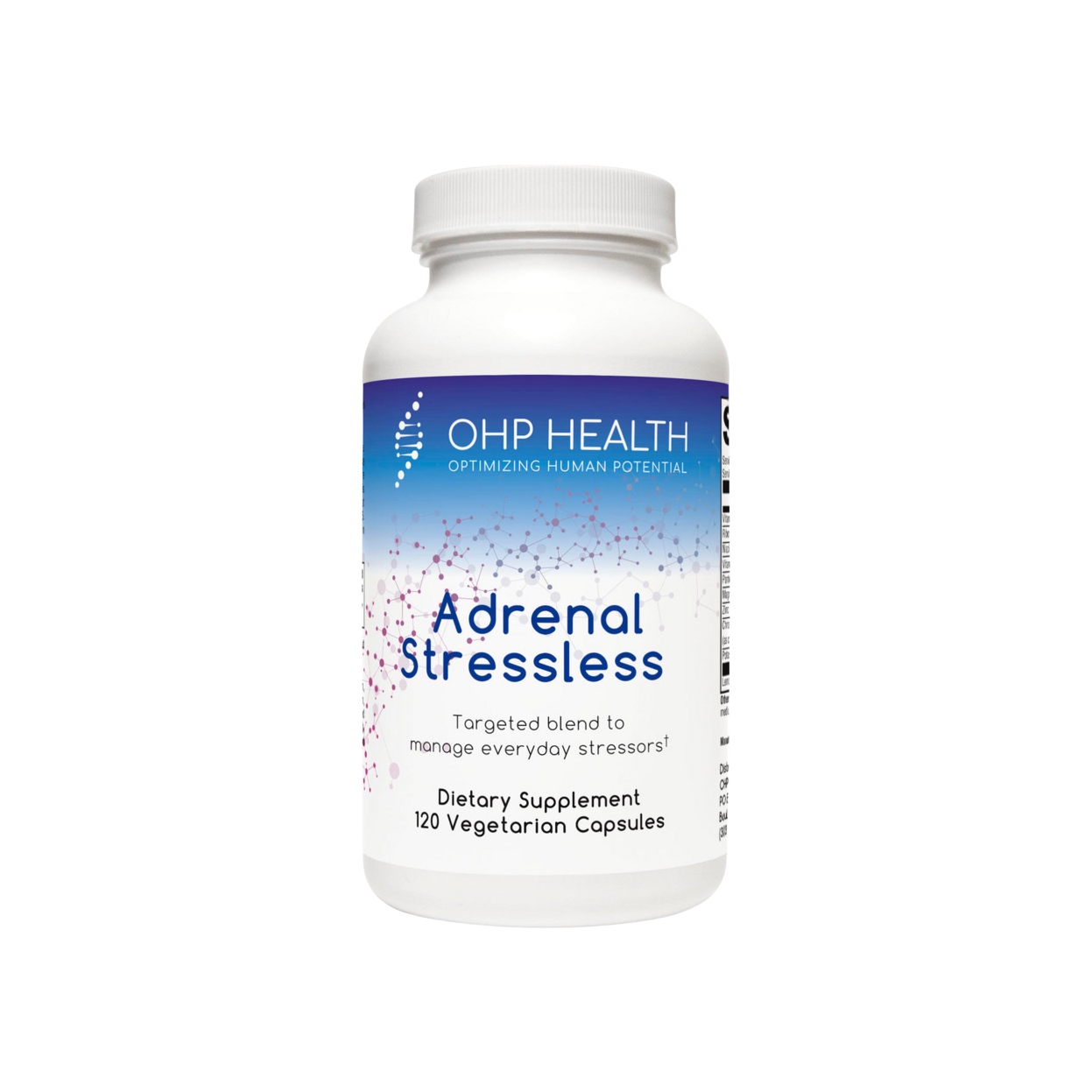 A bottle of Adrenal Stressless by OHP Health | 120 count.