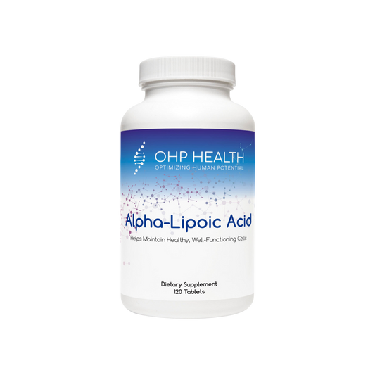A bottle of Alpha-Lipoic Acid | 120 caps by OHP Health.