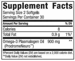 Prodrome Omega 3 fatty acid supplement label.