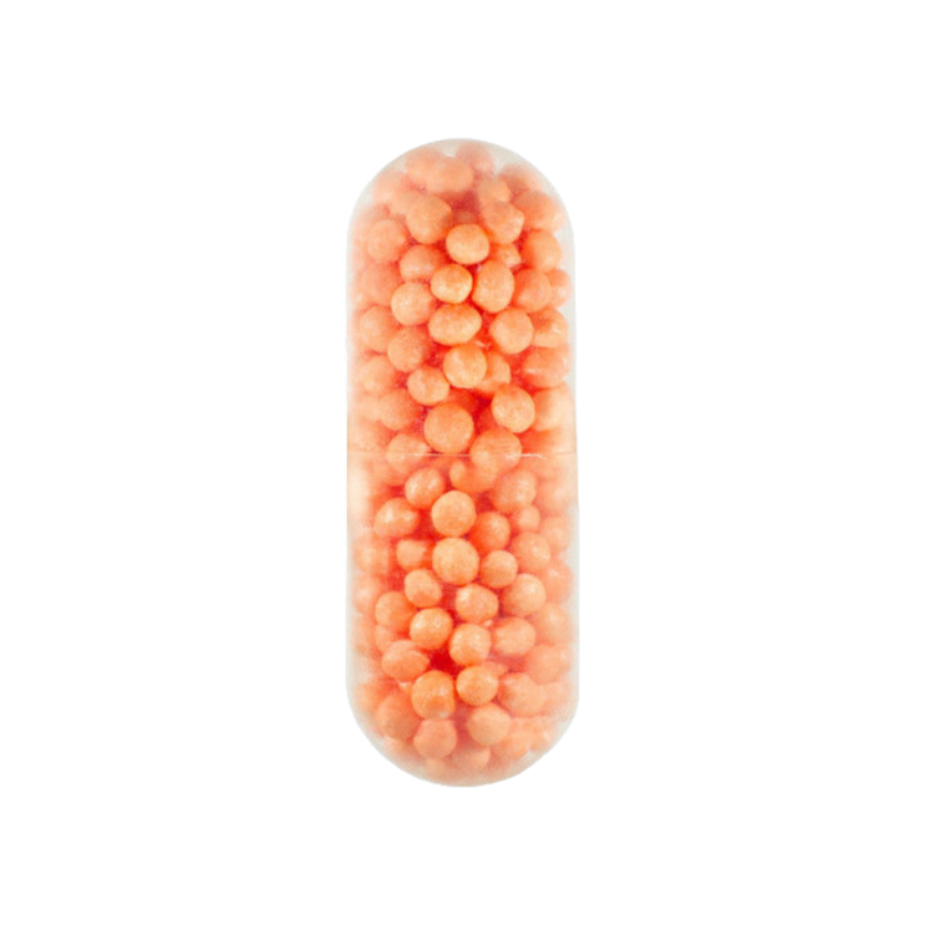A small Longity Supplements | 60 Caps pill on a black background.